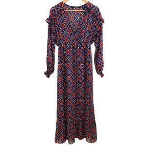Scotch & Soda Amsterdams Blauw Boho Maxi Dress S Geo Print Fall Chic